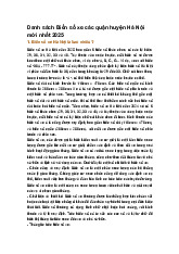 Danh sách Biển số xe các quận huyện Hà Nội mới nhất 2025