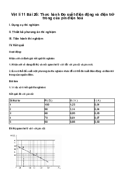 Vật lí 11 Bài 26: Thực hành Đo suất điện động và điện trở trong của pin điện hoá