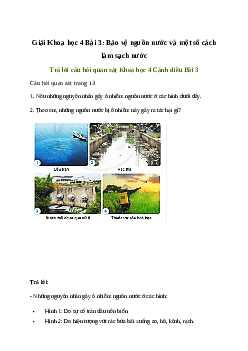 Giải Khoa học lớp 4 Bài 3: Bảo vệ nguồn nước và một số cách làm sạch nước | Cánh diều