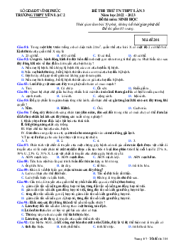 Đề thi thử THPT Quốc gia năm 2023 môn Sinh lần 3 trường Yên Lạc 2, Vĩnh Phúc