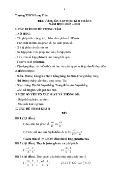 Đề cương học kì 2 Toán 6 năm 2023 – 2024 trường THCS Long Toàn – BR VT