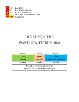 Đề luyện thi đánh giá tư duy Đại học Bách Khoa Hà Nội 2024 - Đề 2 (có đáp án)