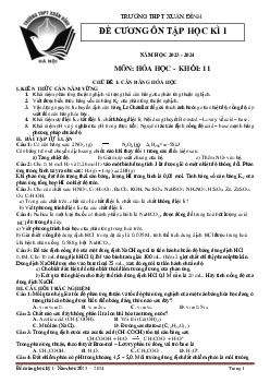 Đề cương ôn tập học kì 1 môn Hóa học 11 sách Cánh diều