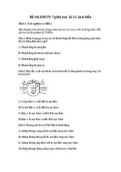 Đề thi giữa kì 2 Khoa học tự nhiên 7 - Đề 2 | Cánh diều năm 2024
