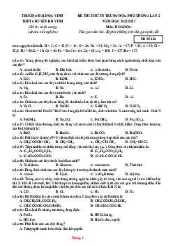 Đề thi thử tốt nghiệp THPT môn Hóa 2022 Chuyên Đại Học Vinh - Lần 2 (có lời giải chi tiết và đáp án)