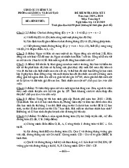 Đề thi học kỳ 1 Toán 9 năm 2019 – 2020 phòng GD&ĐT Bình Tân – TP HCM