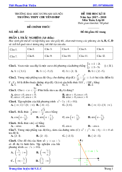 Đề thi HK2 Toán 10 năm học 2017 – 2018 trường THPT chuyên ĐHSP Hà Nội