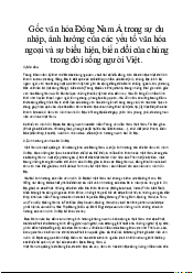 Gốc văn hóa Đông Nam Á trong sự du nhập - Văn hoá Đông Sơn môn Cơ Sở Văn Hóa Việt Nam | Đại Học Hà Nội