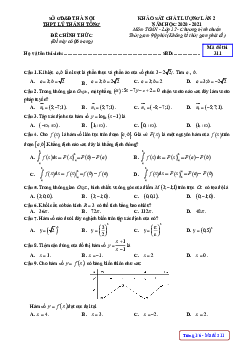Đề KSCL Toán 12 lần 2 năm 2020 – 2021 trường THPT Lý Thánh Tông – Hà Nội