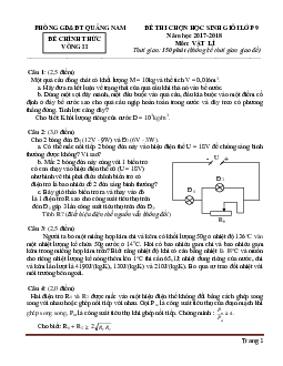 TOP 10 đề thi học sinh giỏi vật lý 9 (có lời giải)