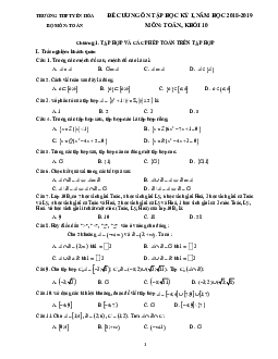 Đề cương ôn tập học kỳ 1 Toán 10 năm 2018 – 2019 trường THPT Yên Hòa – Hà Nội