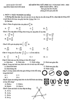 Đề giữa học kì 2 Toán 6 năm 2022 – 2023 trường THCS Nguyễn Huệ – TP HCM