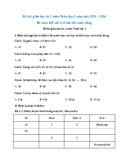 Đề thi giữa học kì 2 lớp 1 năm 2023 - 2024 | Toán 1 | Kết nối tri thức với cuộc sống | đề 3