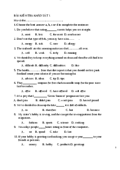 Bài kiểm tra khảo sát 1 học phần Tiếng anh cơ bản