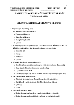 Tài liệu tham khảo môn Nguyên lý kế toán | Trường Đại học Kinh tế và Quản trị Kinh doanh, Đại học Thái Nguyên