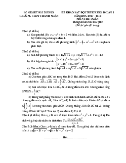 Đề khảo sát đội tuyển HSG Toán 10 lần 1 năm học 2017 – 2018 trường THPT Thanh Miện – Hải Dương