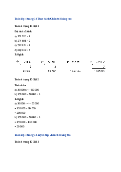 Toán lớp 4 trang 14 Bài 44: Nhân với số có một chữ số Chân trời sáng tạo