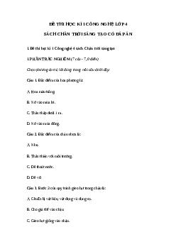 Đề thi học kì 1 môn Công nghệ 4 Chân trời sáng tạo - Đề số 1