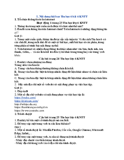 Giải SGK Tin học 6 Bài 6 Mạng thông tin toàn cầu | Kết nối tri thức