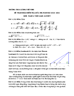 Đề tham khảo giữa kỳ 1 Toán 9 năm 2023 – 2024 trường THCS Lương Thế Vinh – TP HCM