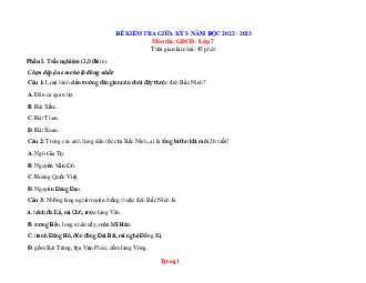 Đề thi giữa học kỳ 1 môn GDCD lớp 7 (có đáp án và ma trận)