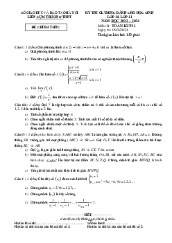 Đề thi Olympic Toán 11 năm 2023 – 2024 liên cụm trường THPT – Hà Nội