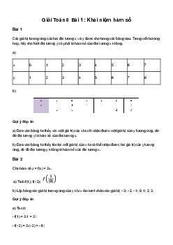 Toán 8 Bài 1: Khái niệm hàm số - Chân trời sáng tạo