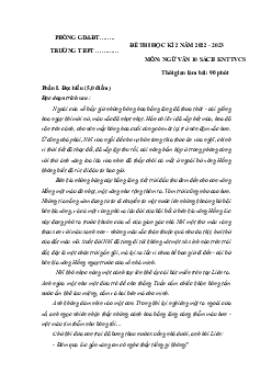 Đề thi học kì 2 môn Ngữ văn 10 năm 2022 - 2023 sách Kết nối tri thức với cuộc sống | đề 3