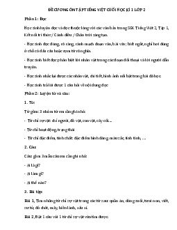 Đề cương ôn tập Tiếng Việt lớp 2 học kì 1