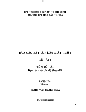 Báo cáo đạo hàm và tốc độ thay đổi - Giải tích 1 | Trường Đại học Bách khoa Thành phố Hồ Chí Minh