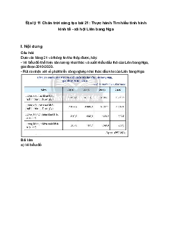 Địa lý 11 Chân trời sáng tạo bài 21: Thực hành Tìm hiểu tình hình kinh tế - xã hội Liên bang Nga