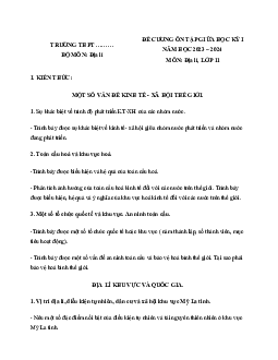 Đề cương ôn tập giữa học kì 1 môn Địa lí 11 sách Kết nối tri thức với cuộc sống