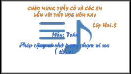 Giáo án điện tử Toán 2 Chương 2 Cánh diều: Phép cộng (có nhớ) trong phạm vi 100