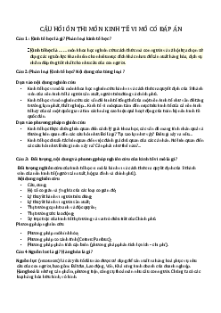 Câu hỏi ôn thi kinh tế vi mô có đáp án
