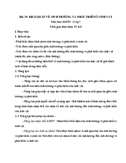 Giáo án Khoa học tự nhiên 7 Sinh học Bài 29: Khái quát về sinh trưởng và phát triển ở sinh vật | Cánh diều