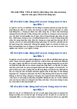 Văn mẫu 8 | Kể về một kỉ niệm đáng nhớ của em trong mùa hè vừa qua