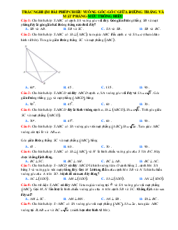 TOP 30 câu trắc nghiệm bài Phép chiếu vuông góc-Góc giữa đường thẳng và mặt phẳng (giải chi tiết)