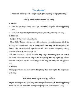 Phân tích nhân vật Võ Tòng trong bài Người đàn ông cô độc giữa rừng | Văn mẫu lớp 7 Cánh diều