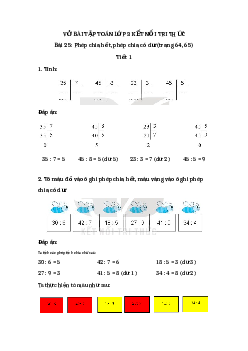 Giải VBT môn Toán 3 - Bài 25: Phép chia hết, phép chia có dư (trang 64, 65) | Kết nối tri thức