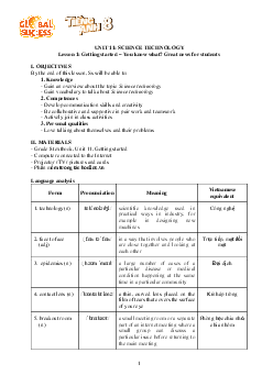 Giáo án Tiếng Anh 8 Unit 11: Science and technology | Global Success