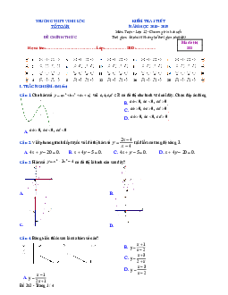 Đề kiểm tra 1 tiết Giải tích 12 chương 1 năm học 2018 – 2019 trường THPT Vinh Lộc – TT. Huế
