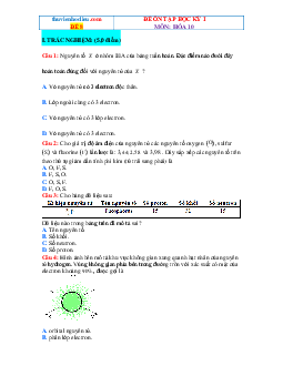 TOP Đề 8 kiểm tra cuối học kỳ 1 Hóa 10 chân trời sáng tạo (có đáp án)