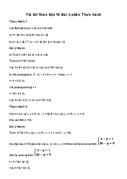 Giải Toán 10 Bài 3: Các phép toán trên tập hợp | Chân trời sáng tạo