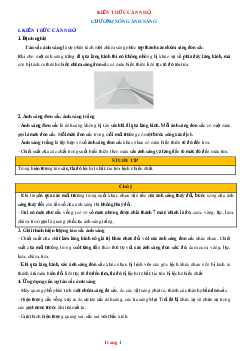Kiến thức cơ bản chương Sóng ánh sáng Vật lí 12
