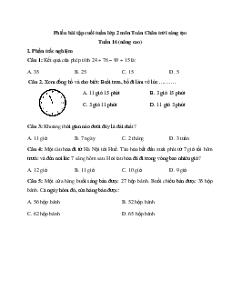 Phiếu bài tập cuối tuần lớp 2 môn Toán| Chân trời sáng tạo  - Tuần 16 (nâng cao)