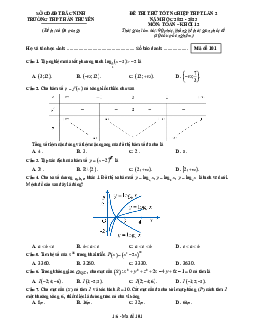 Đề thi thử THPT Quốc gia năm 2023 môn Toán lần 2 trường THPT Hàn Thuyên, Bắc Ninh (có đáp án)