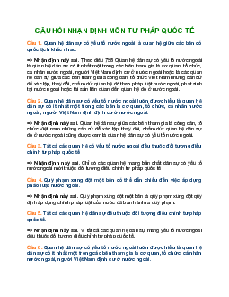 TOP 60 Câu hỏi nhận định đúng/ sai môn Tư pháp quốc tế | Đại học Luật Hà Nội