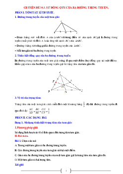 Chuyên đề sự đồng quy của ba trung tuyến, ba đường phân giác trong một tam giác Toán 7