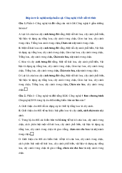 Đáp án trắc nghiệm tập huấn sgk Công nghệ 4 | Kết nối tri thức