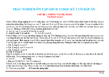 Trắc nghiệm ôn tập GDCD 12 học kỳ 1 (có đáp án)